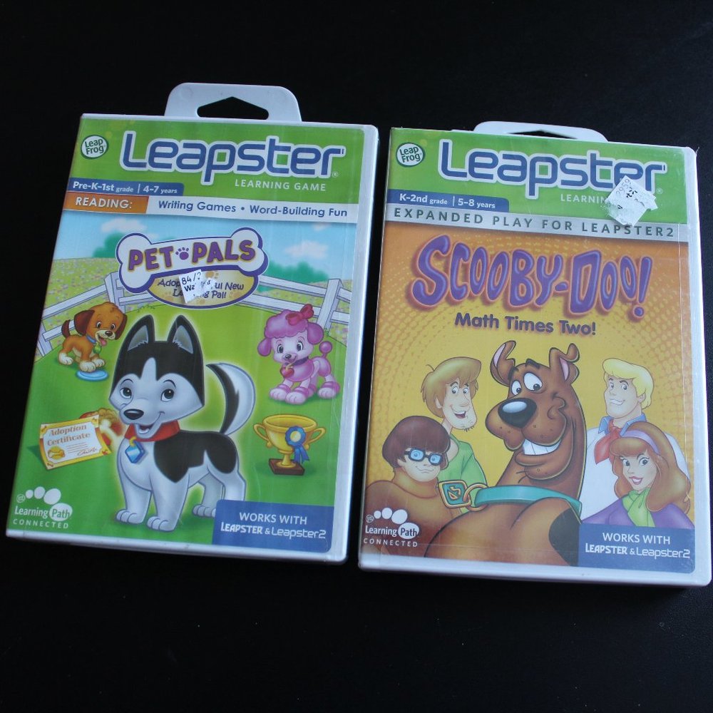 2 x Leap Frog Leapster Learning Video Game Cartridge NEW - Scooby Doo / Pet Pals